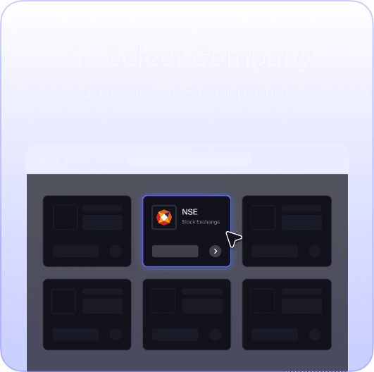 Step 1: Select a company — browse 150+ companies on Precize